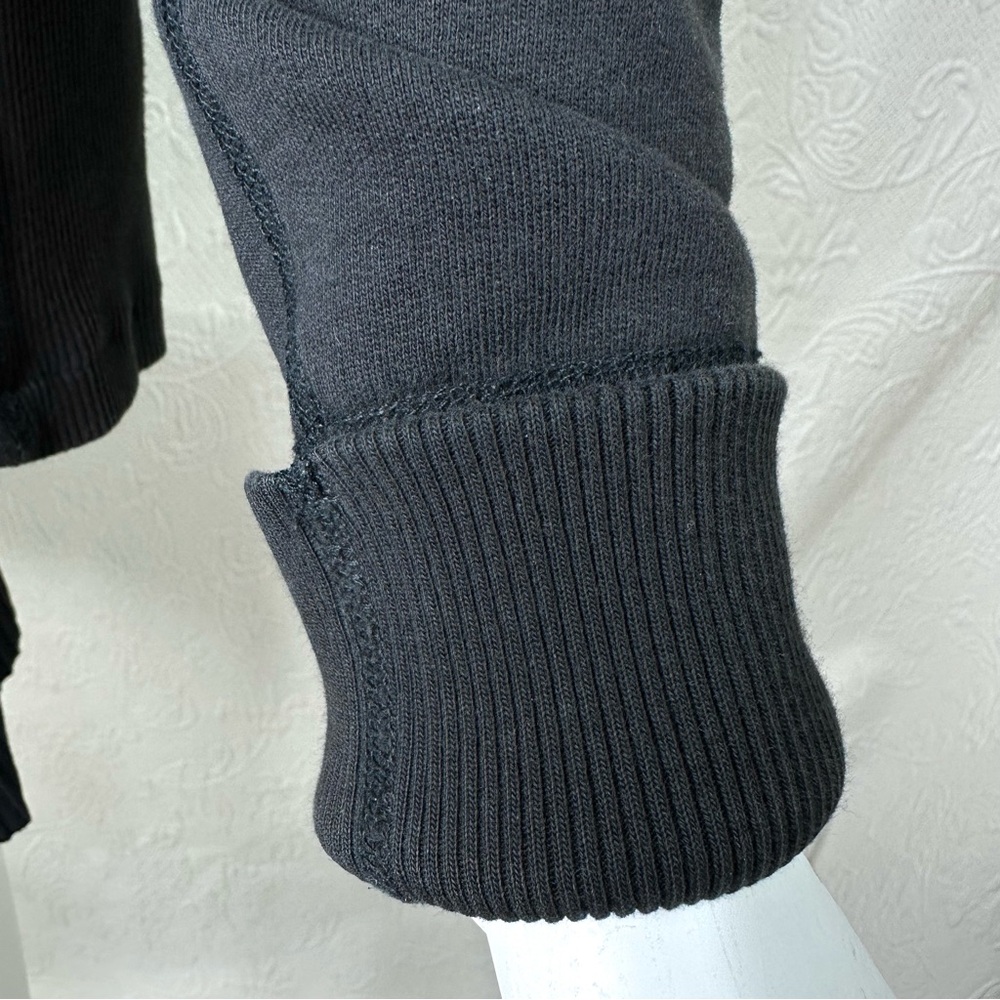 James Perse 2 (M) Distressed Black One-Snap Open Front Sweatshirt Jacket - Picture 5 of 16